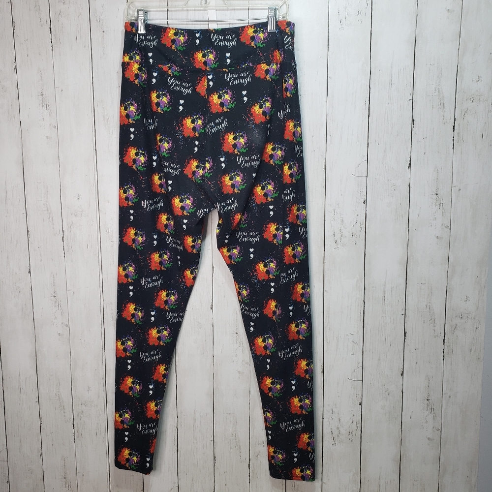 My Lola Leggings Semicolon ; You Are Enough Rainbow Size Curvy (14-20). - Picture 6 of 7